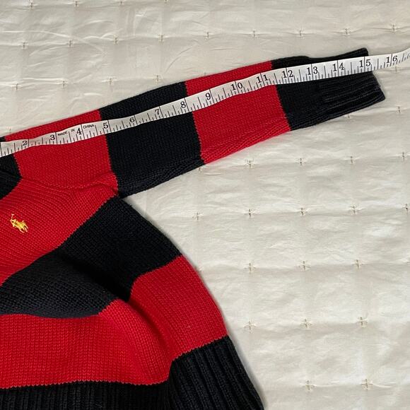 Polo Ralph Lauren Rugby Stripe 1/4 Zip Sweater Boys 4/4T | Red/Black Long Sleeve - Picture 10 of 10